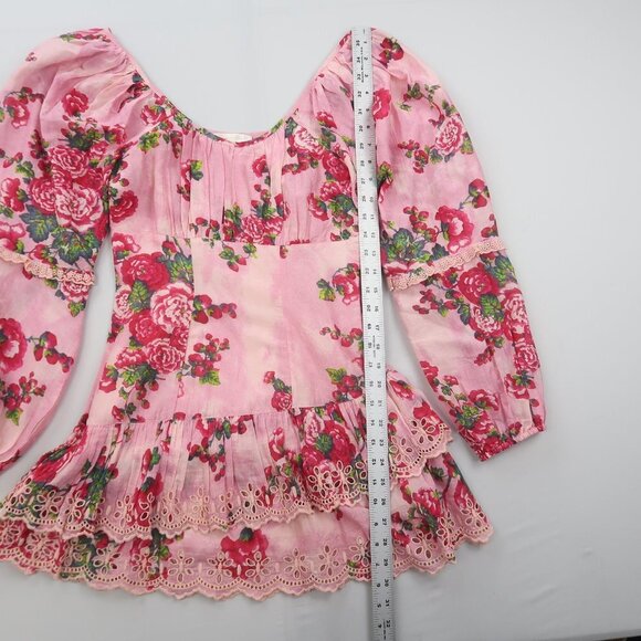 LoveShackFancy Ambrosia Mini Dress in Pink Desert Floral - Picture 10 of 12